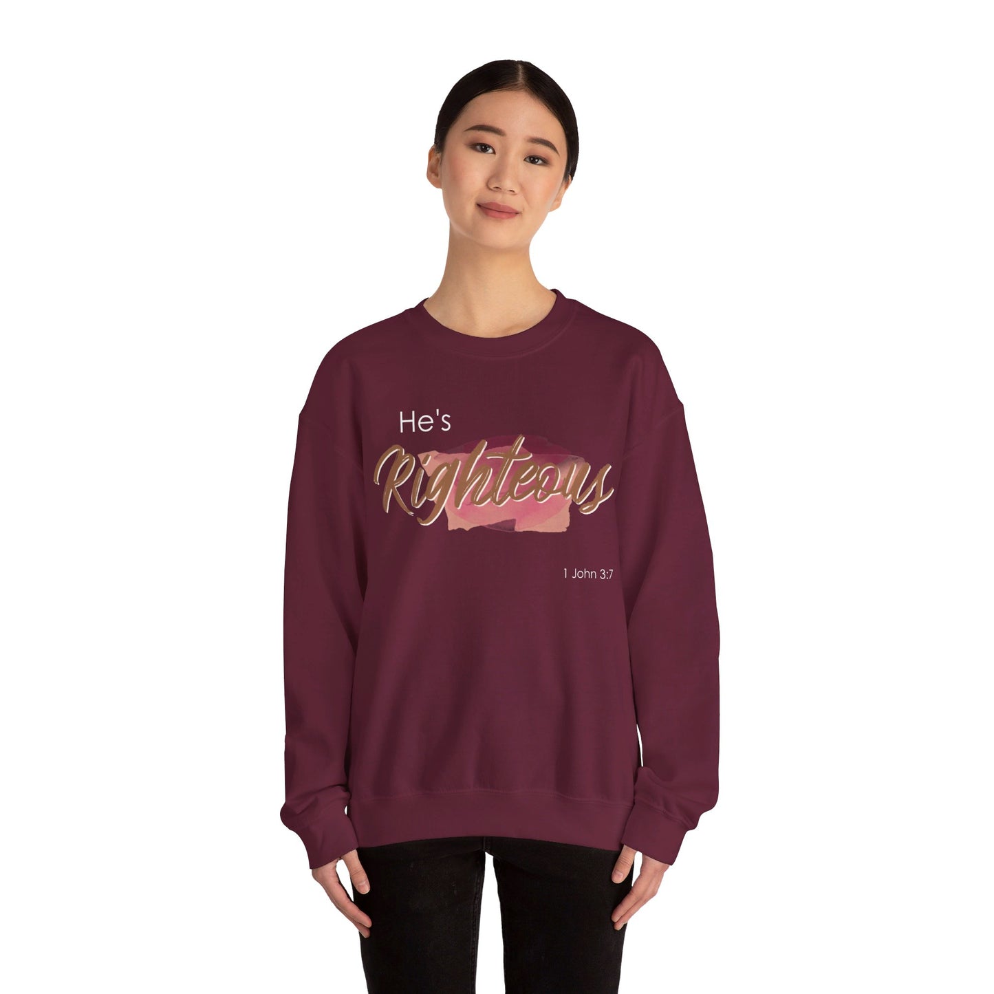 He's Righteous Unisex Heavy Blend™ Crewneck Sweatshirt