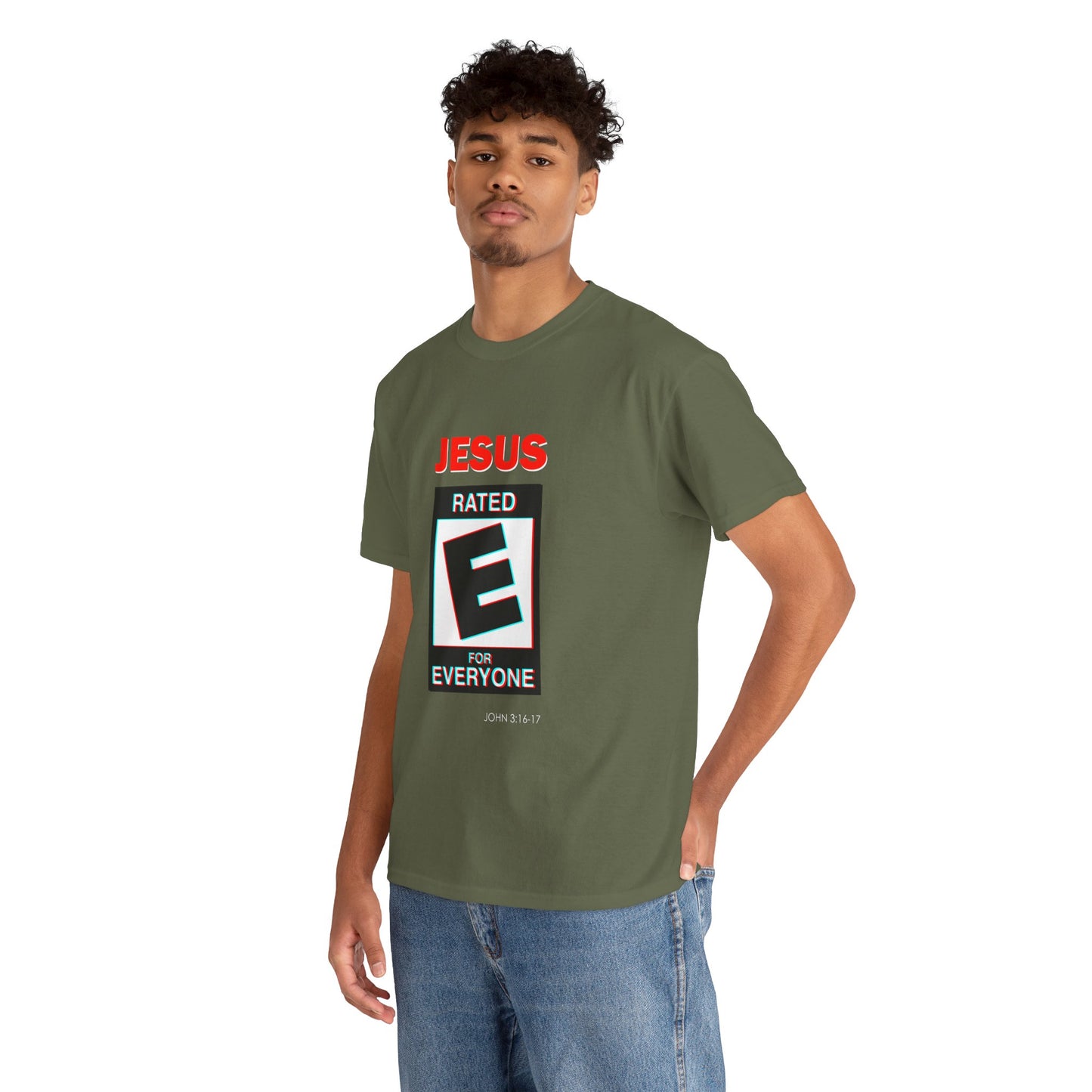 Jesus Rated E Unisex Heavy Cotton Tee Christian T-Shirt