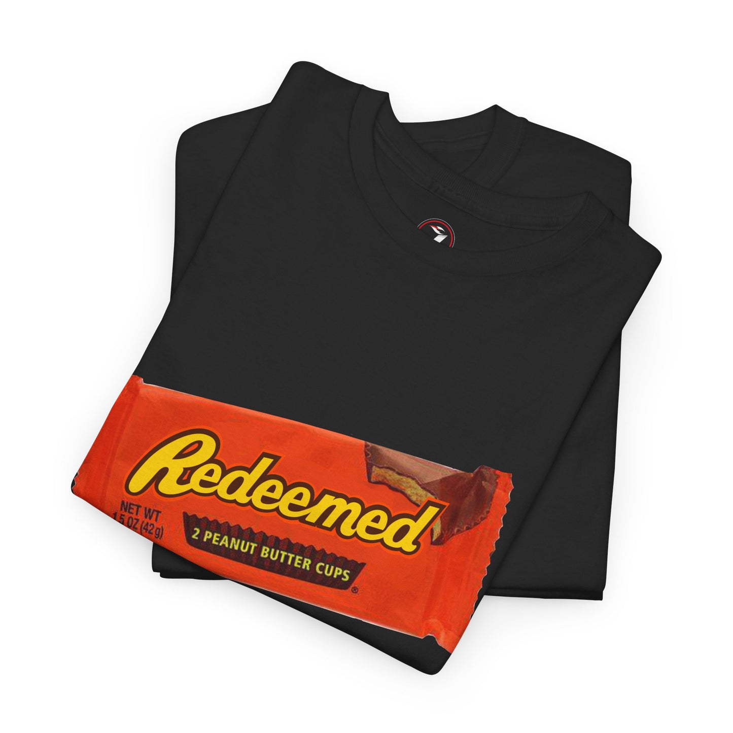 Redeemed Heavy Cotton Tee - Inspirational Faith Shirt with Peanut Butter Motif