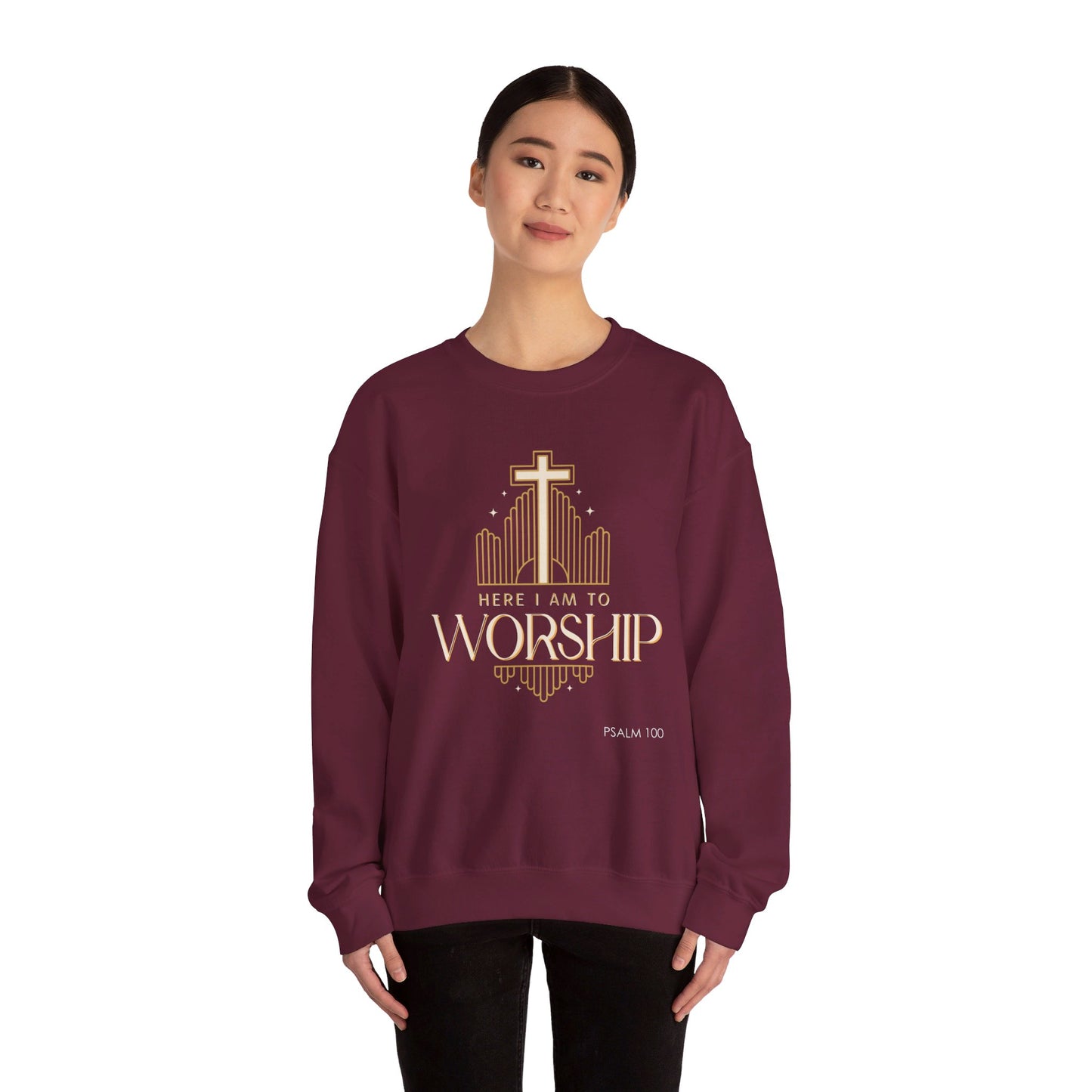 Here I Am To Worship Unisex Heavy Blend™ Crewneck Sweatshirt