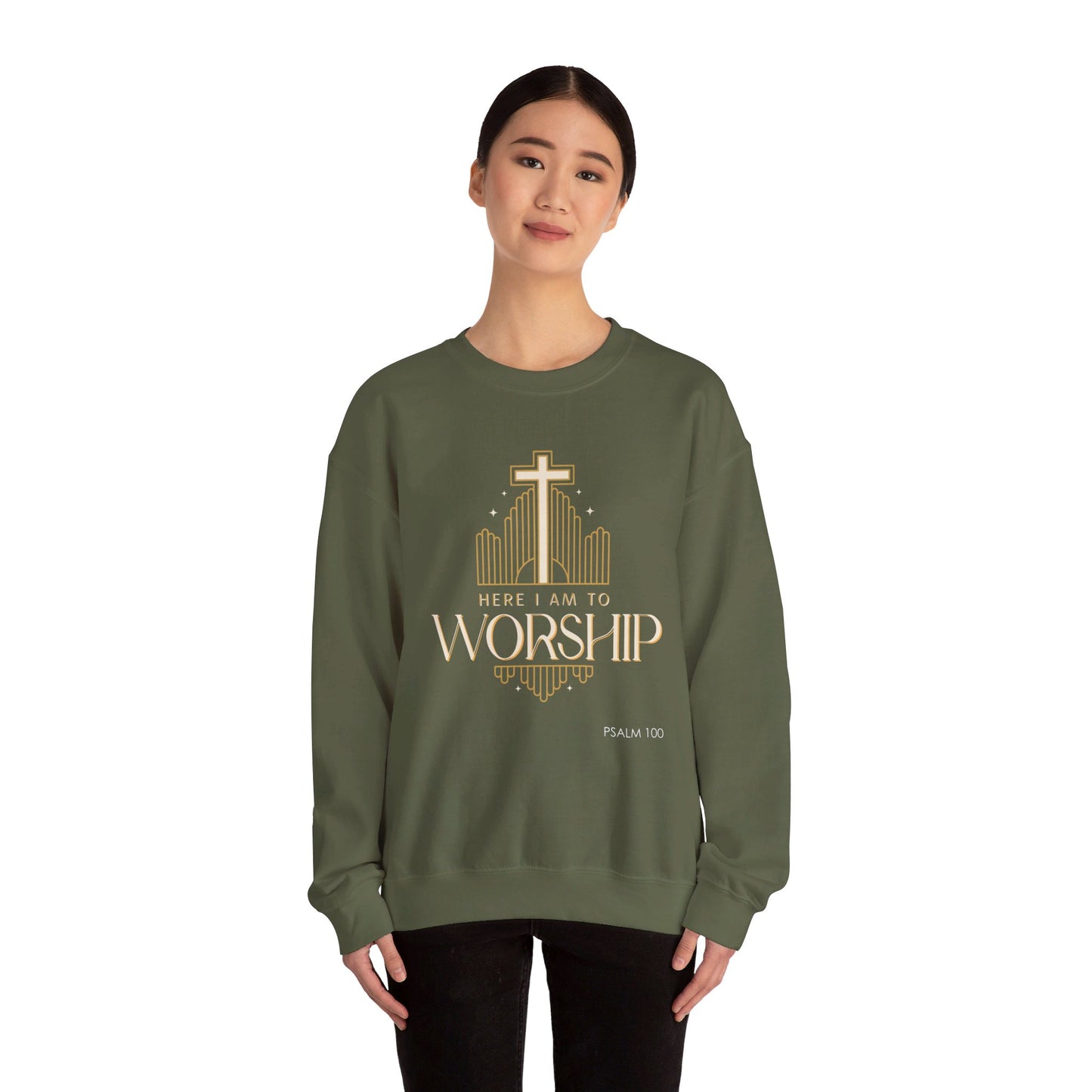 Here I Am To Worship Unisex Heavy Blend™ Crewneck Sweatshirt