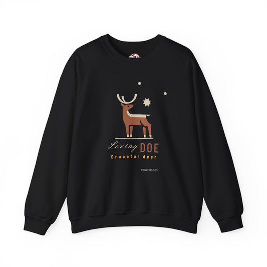 "Loving Doe Graceful Deer" Women's Inspirational Crewneck Sweatshirt