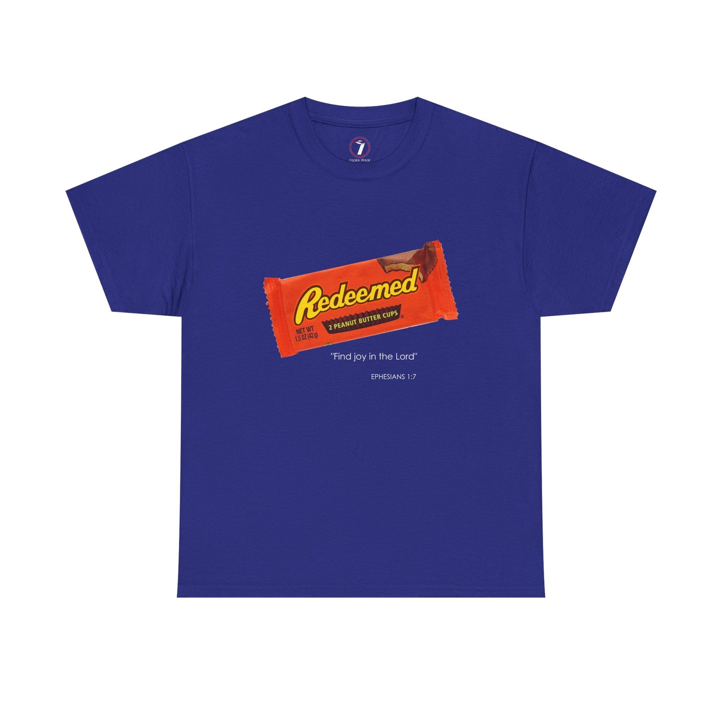 Redeemed Heavy Cotton Tee - Inspirational Faith Shirt with Peanut Butter Motif