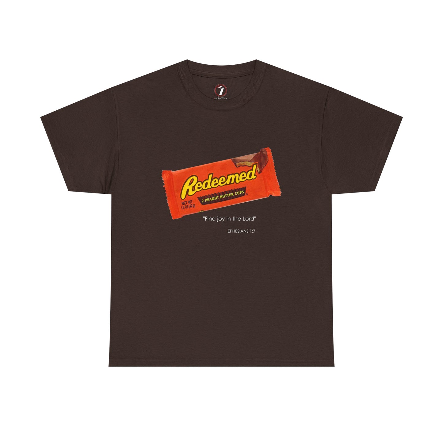 Redeemed Heavy Cotton Tee - Inspirational Faith Shirt with Peanut Butter Motif