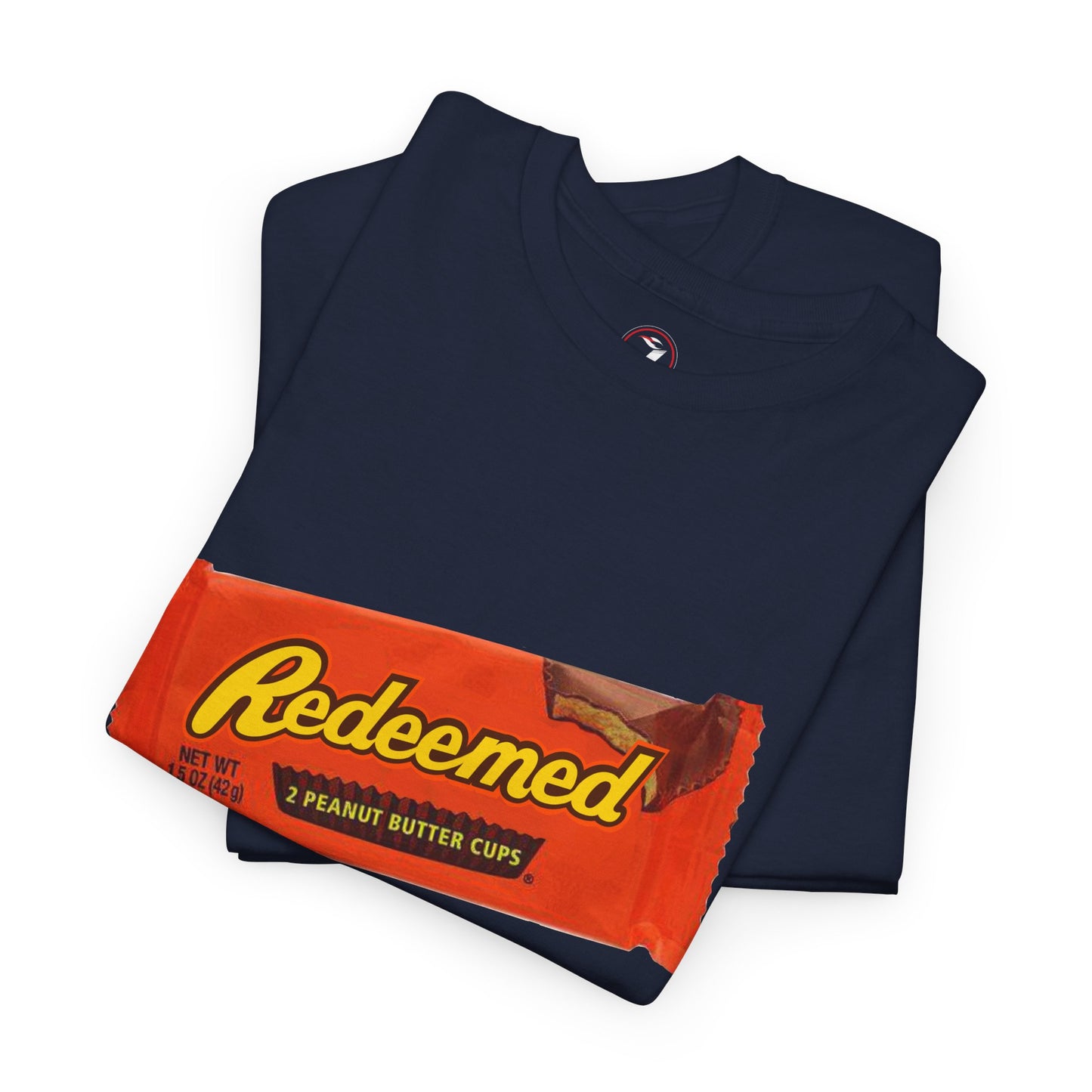 Redeemed Heavy Cotton Tee - Inspirational Faith Shirt with Peanut Butter Motif