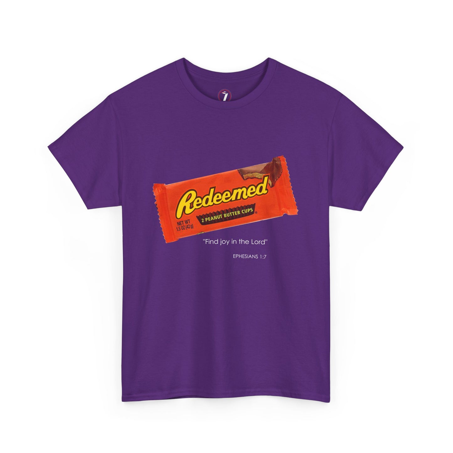 Redeemed Heavy Cotton Tee - Inspirational Faith Shirt with Peanut Butter Motif