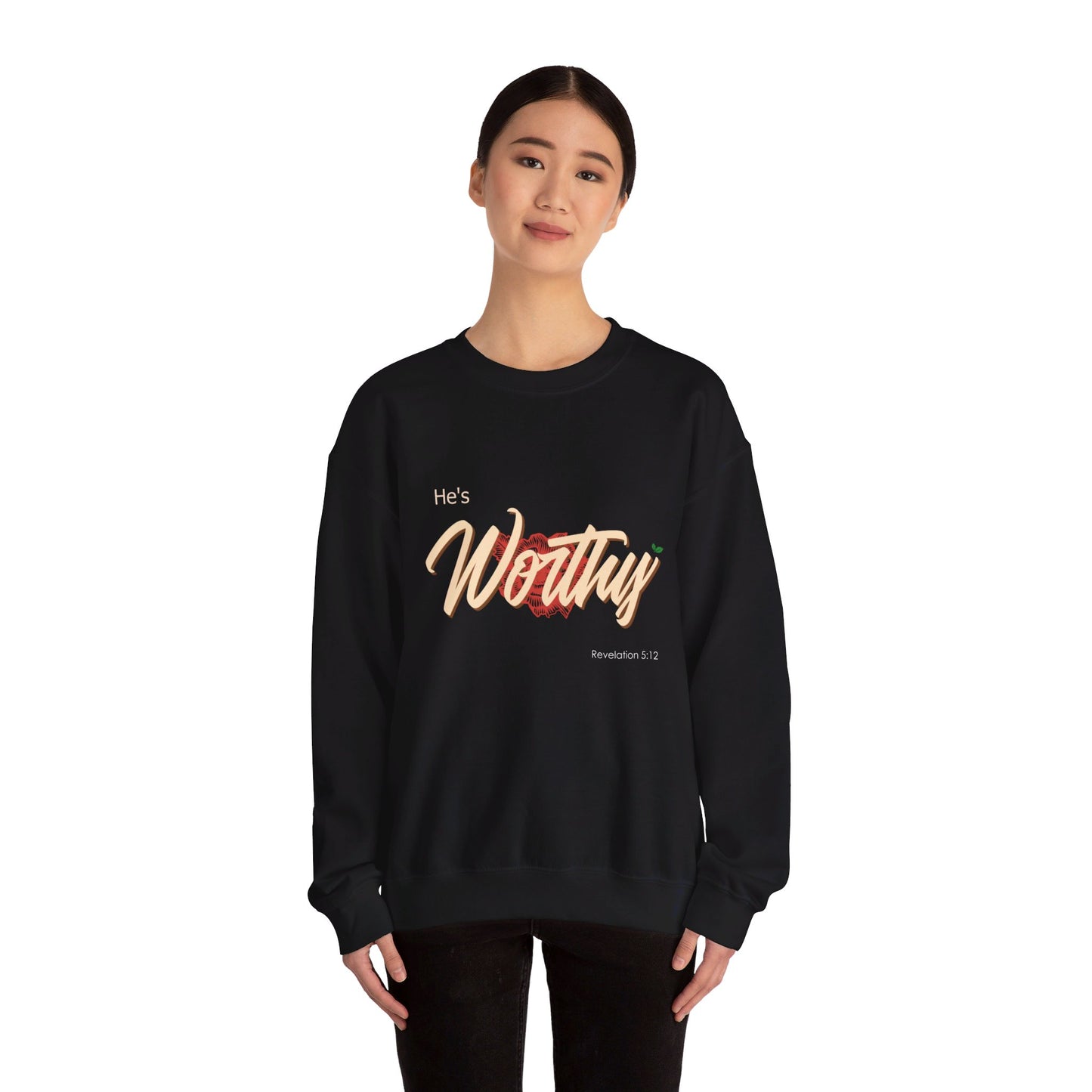 He's Worthy Unisex Heavy Blend™ Crewneck Sweatshirt