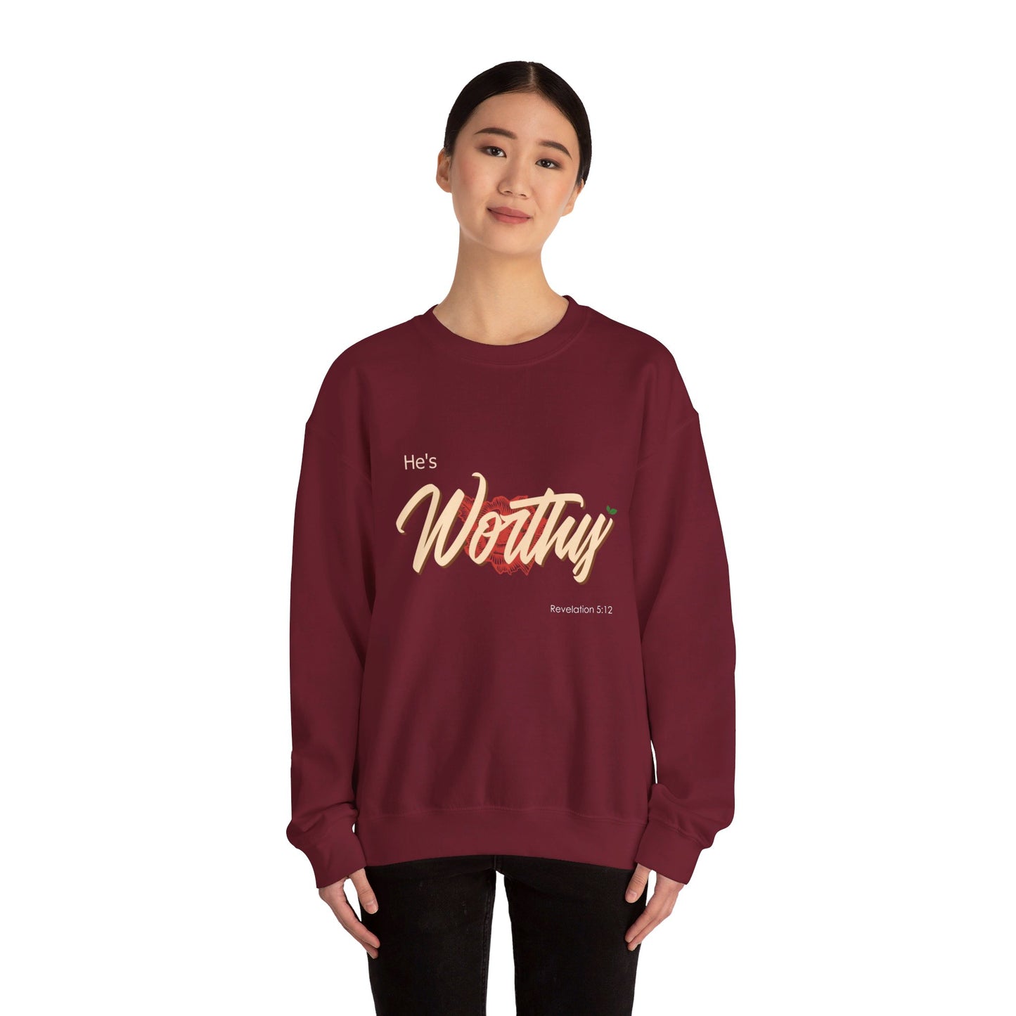 He's Worthy Unisex Heavy Blend™ Crewneck Sweatshirt