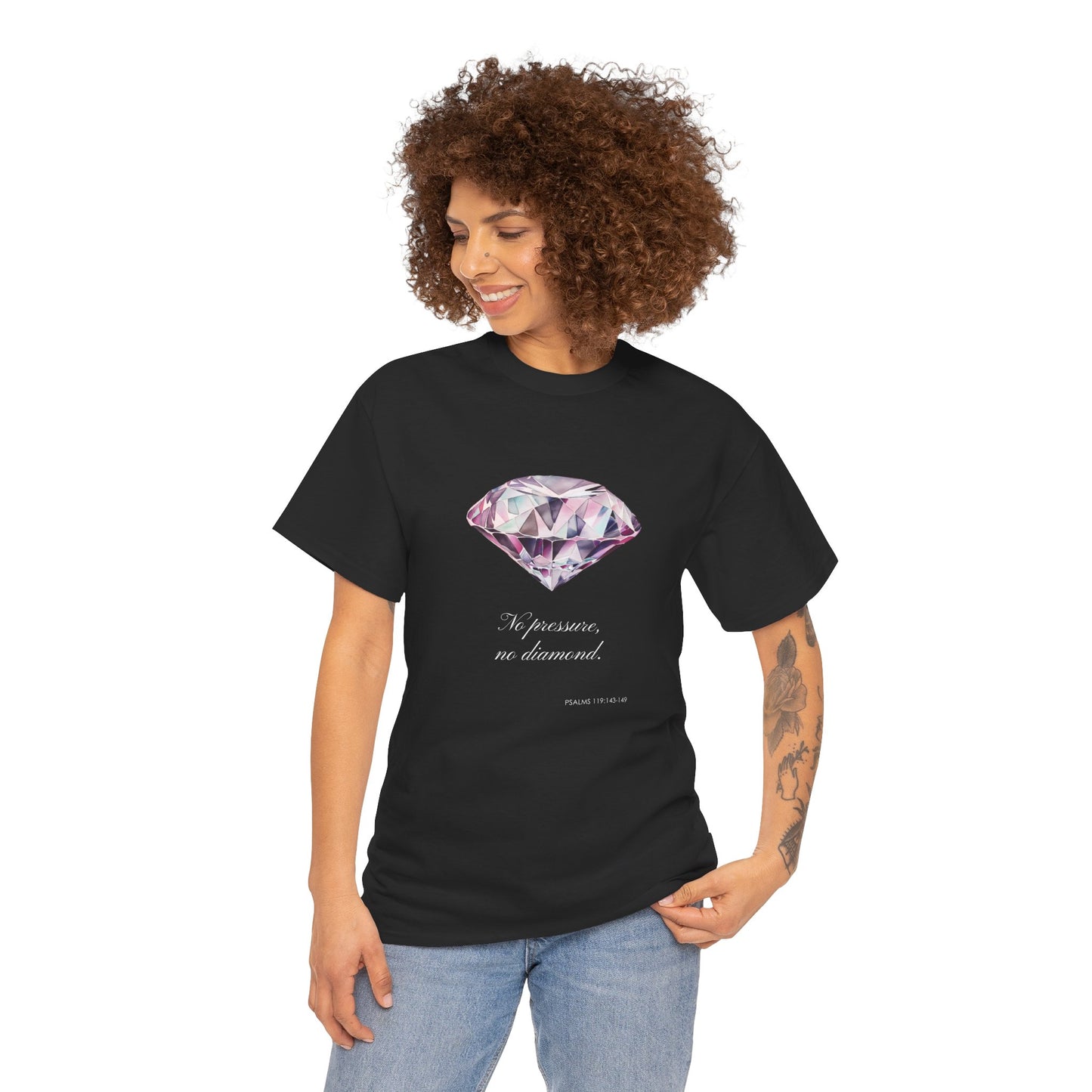 "No Pressure, No Diamond" Women's Inspirational Graphic T-Shirt