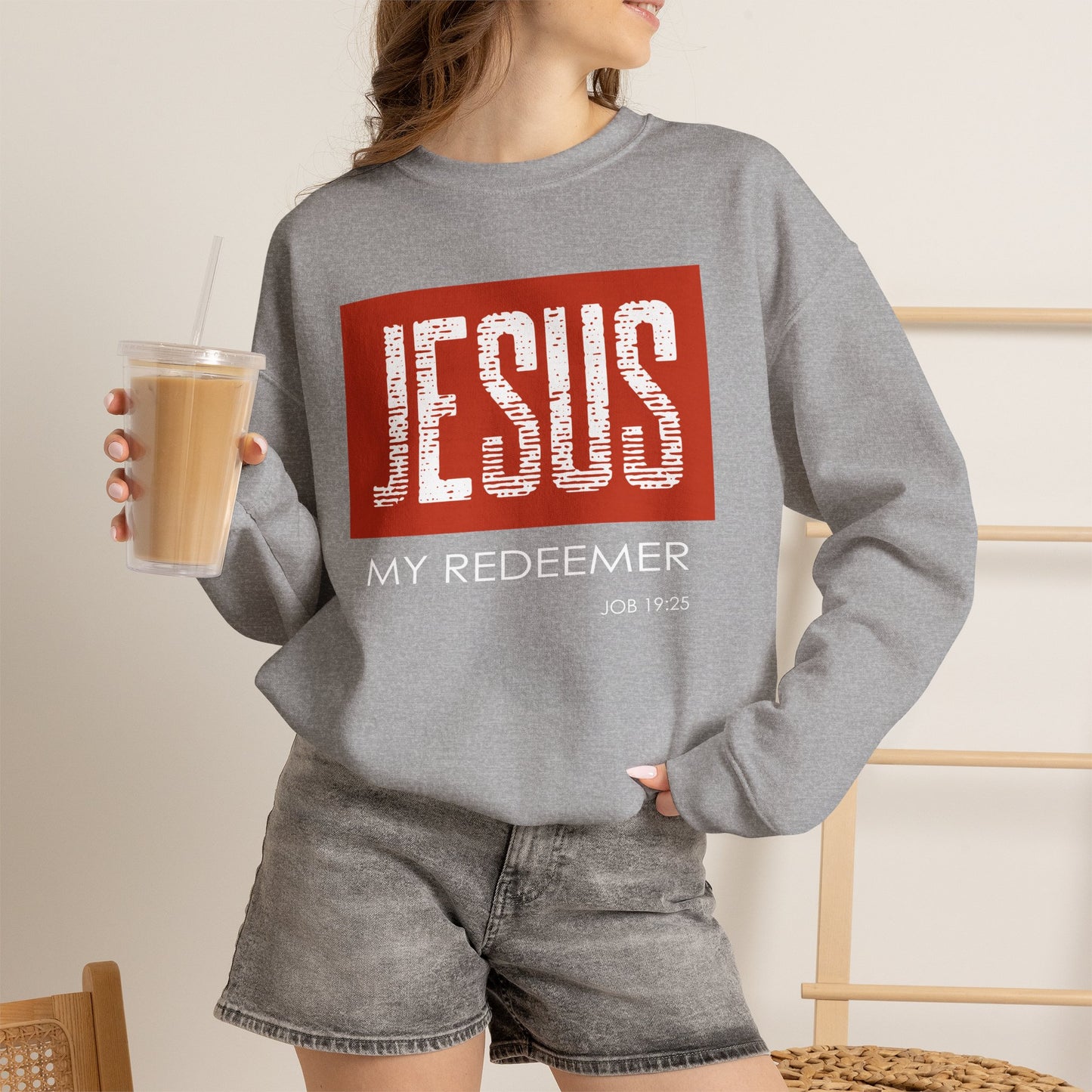 "Jesus My Redeemer" Inspirational Crewneck Sweatshirt