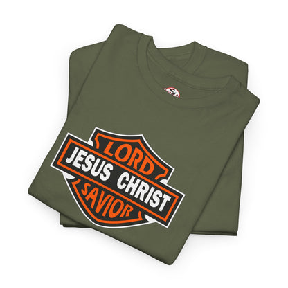 Jesus Christ Savior T‑Shirt — Lord Savior Motorcycle Shield Design