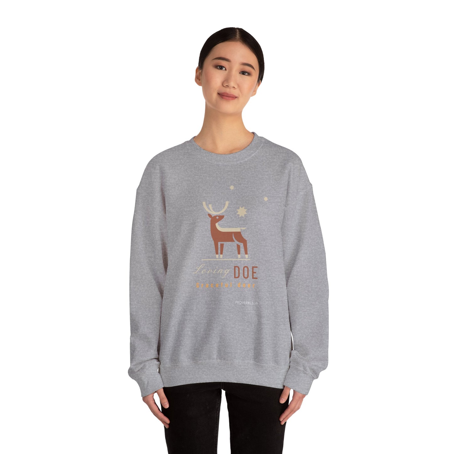 "Loving Doe Graceful Deer" Women's Inspirational Crewneck Sweatshirt