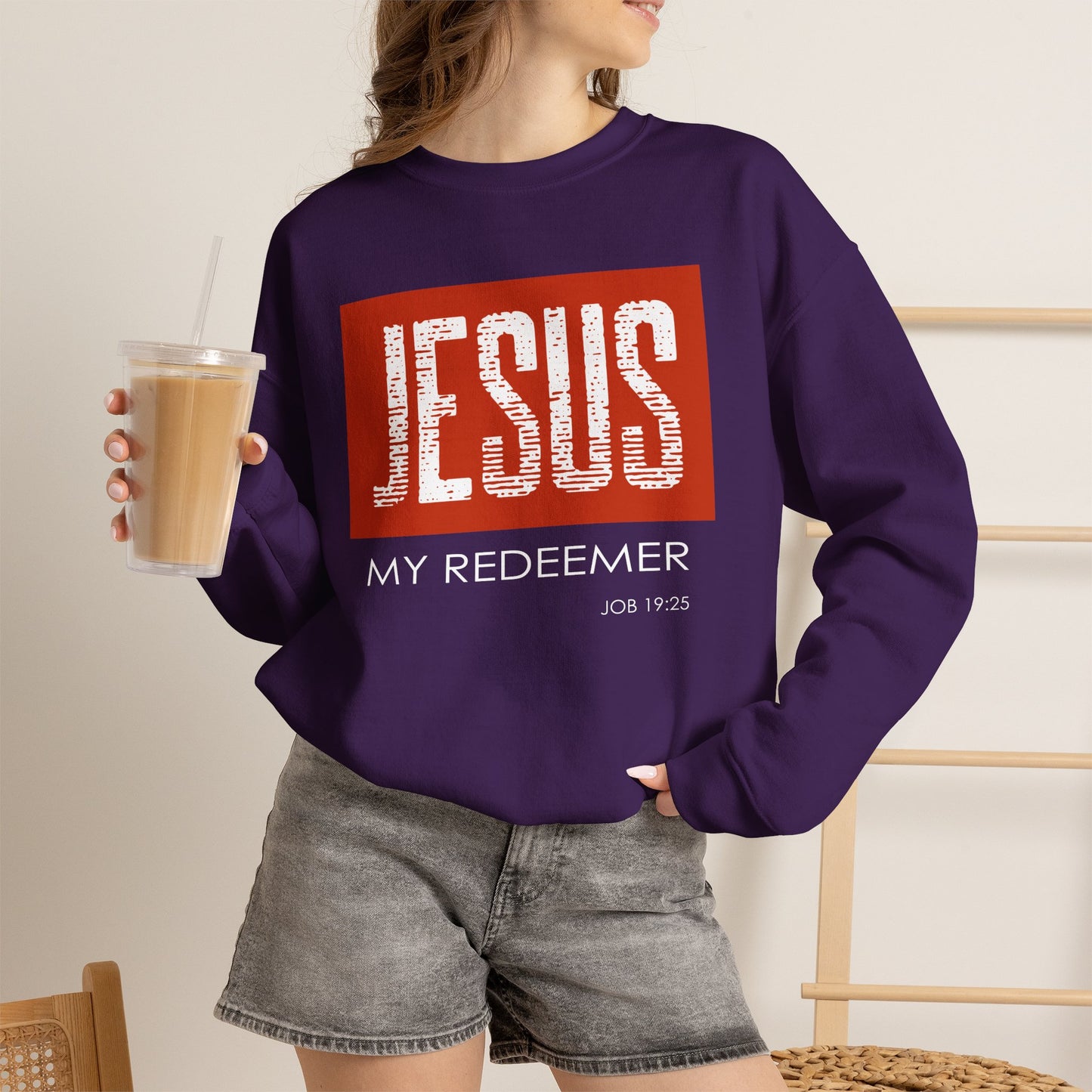 "Jesus My Redeemer" Inspirational Crewneck Sweatshirt
