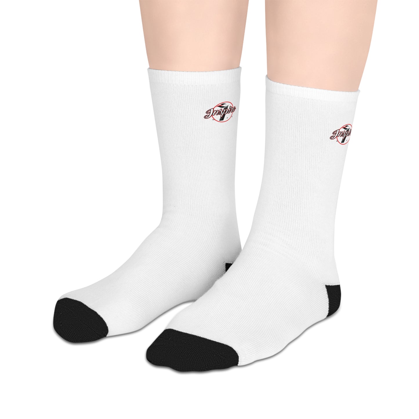 Inspire Wear White Logo Mid-Length Socks