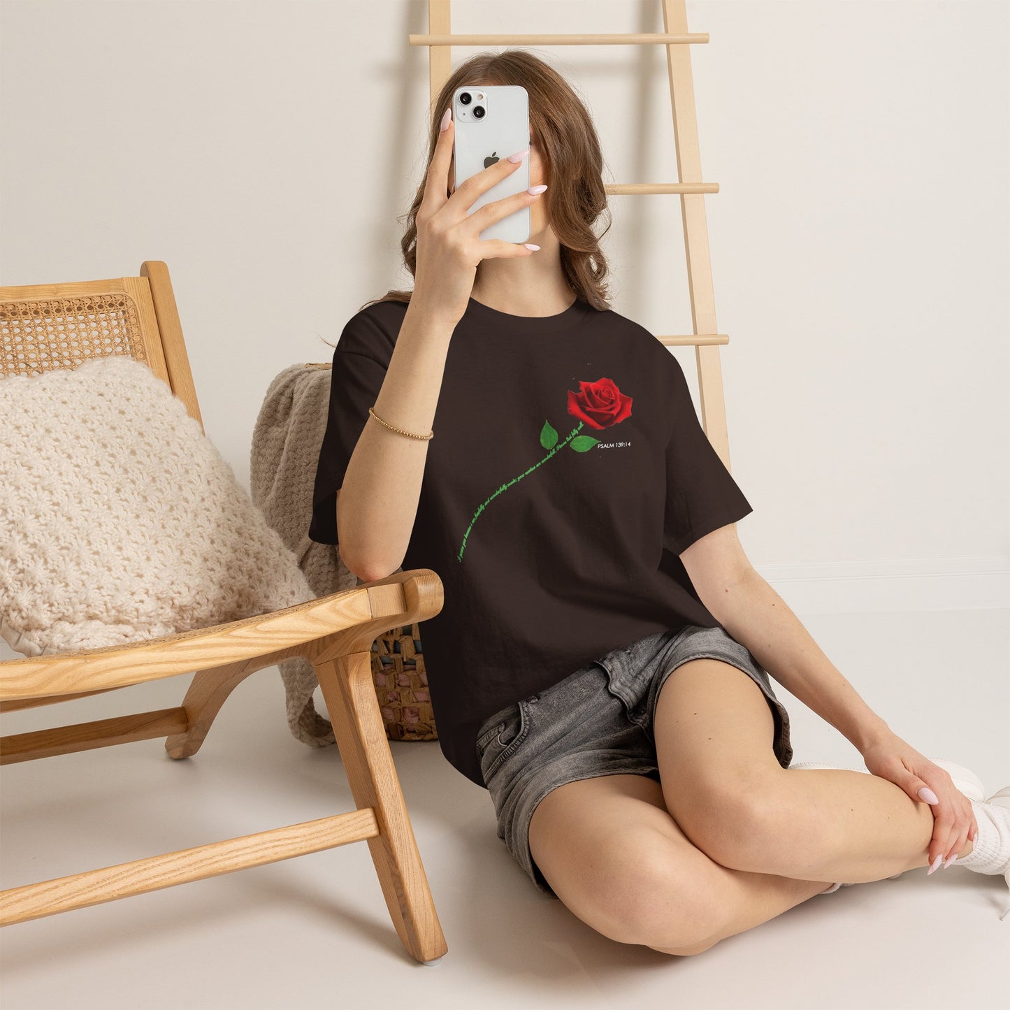 "Fearfully and Wonderfully Made" Rose Affirmative Graphic T-Shirt