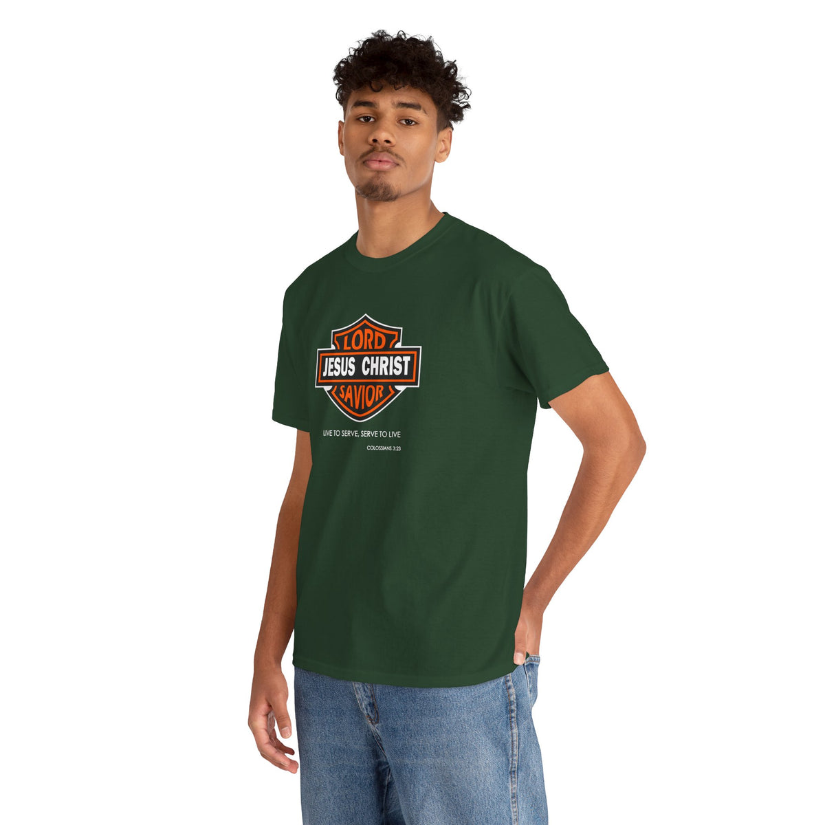 Jesus Christ Savior T‑Shirt — Lord Savior Motorcycle Shield Design