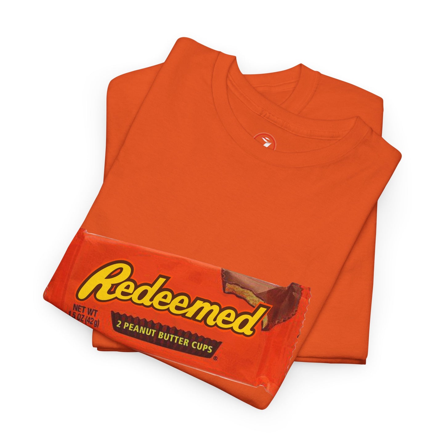 Redeemed Heavy Cotton Tee - Inspirational Faith Shirt with Peanut Butter Motif