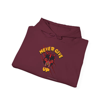 "Never Give Up" Hoodie Men's Motivational Graphic Hooded Sweatshirt