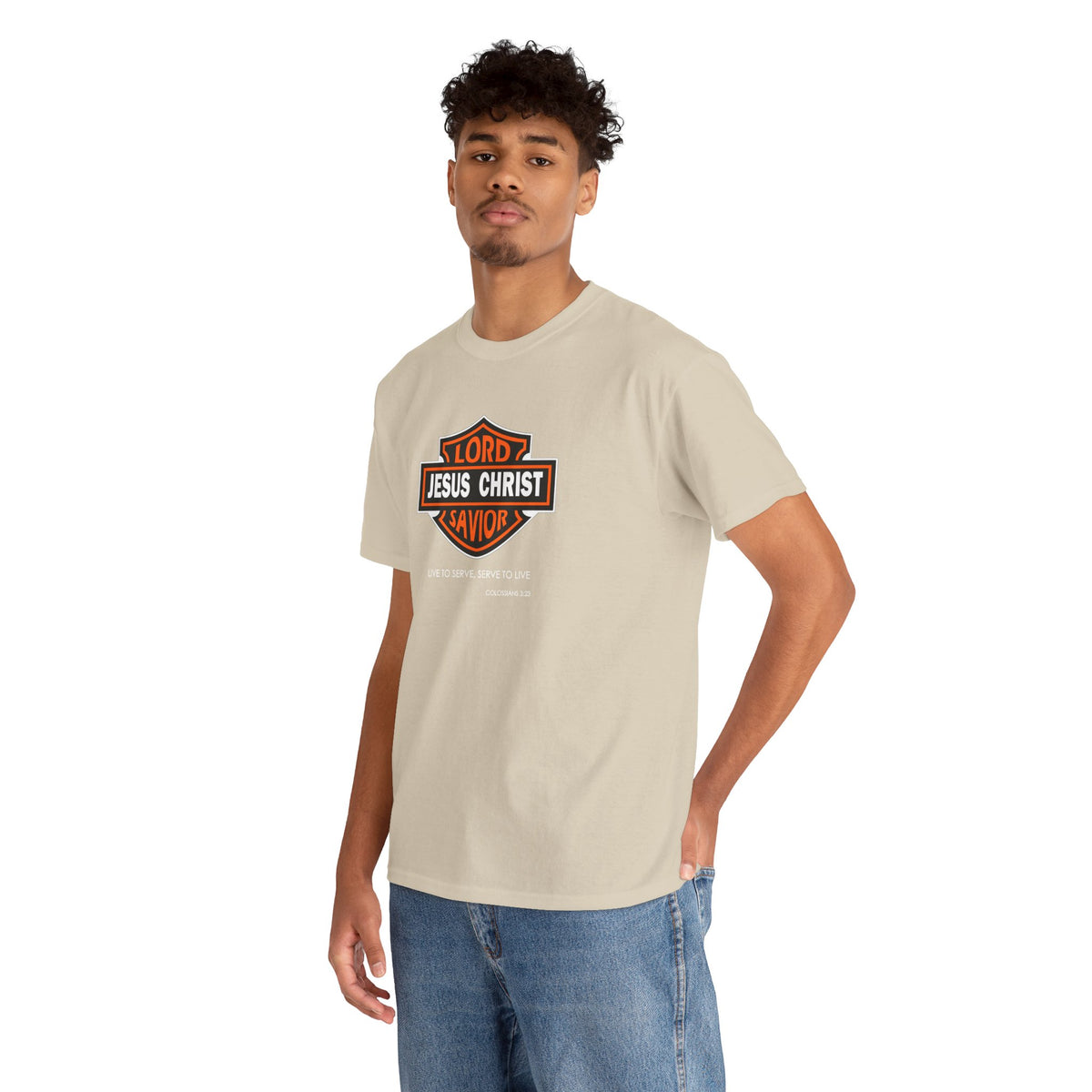 Jesus Christ Savior T‑Shirt — Lord Savior Motorcycle Shield Design