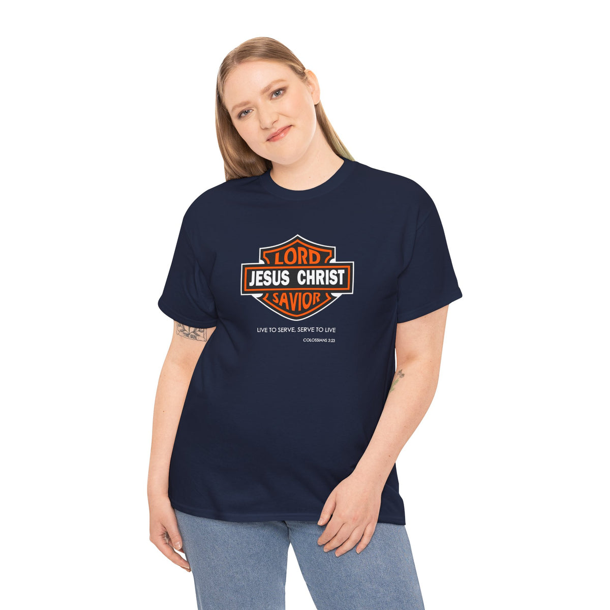 Jesus Christ Savior T‑Shirt — Lord Savior Motorcycle Shield Design