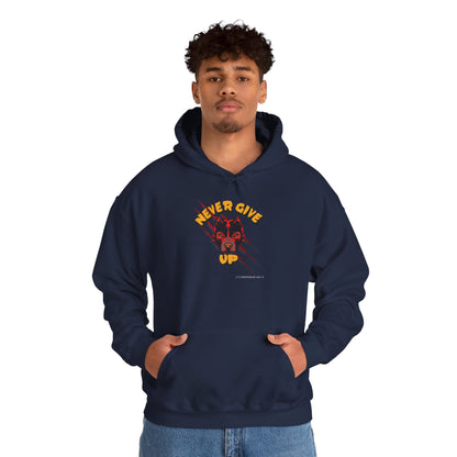 "Never Give Up" Hoodie Men's Motivational Graphic Hooded Sweatshirt