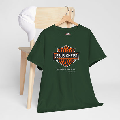 Jesus Christ Savior T‑Shirt — Lord Savior Motorcycle Shield Design