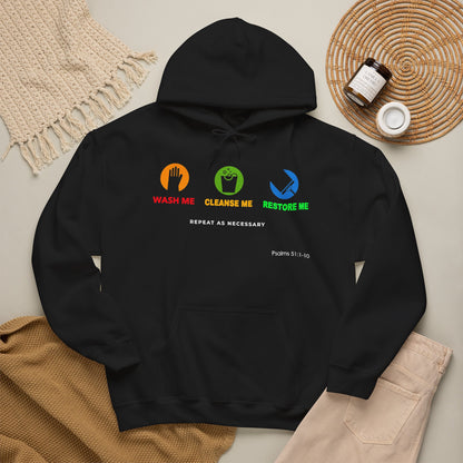 "Wash, Cleanse, Restore" Inspirational Faith-Based Hoodie