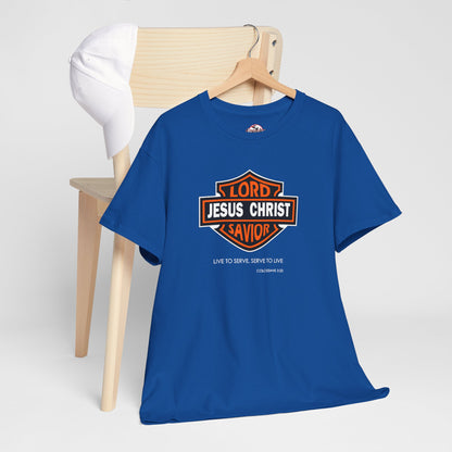 Jesus Christ Savior T‑Shirt — Lord Savior Motorcycle Shield Design