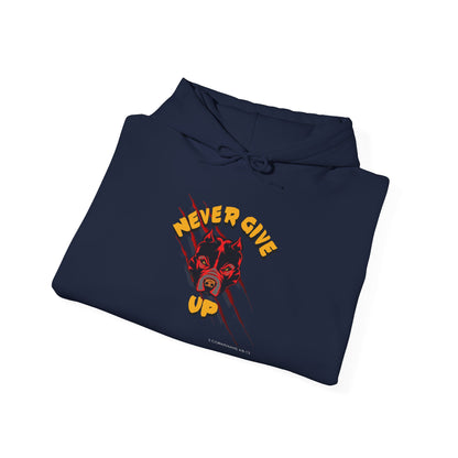 "Never Give Up" Hoodie Men's Motivational Graphic Hooded Sweatshirt