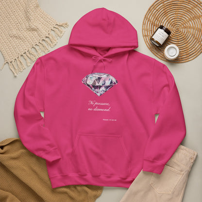 "No pressure, no Diamond" Inspirational Graphic Pullover Hoodie