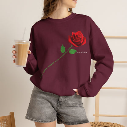 "Fearfully and Wonderfully Made" Rose Crewneck Sweatshirt