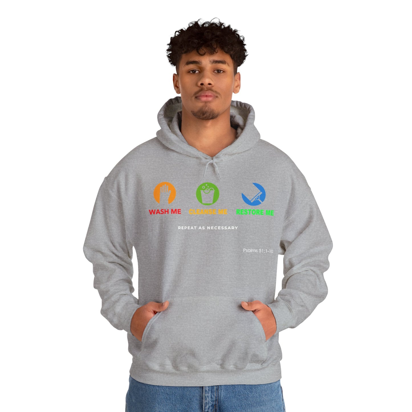 "Wash, Cleanse, Restore" Inspirational Faith-Based Hoodie