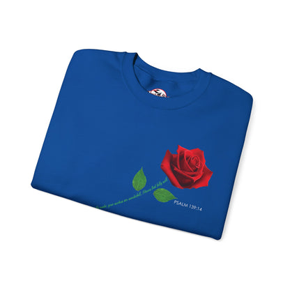 "Fearfully and Wonderfully Made" Rose Crewneck Sweatshirt