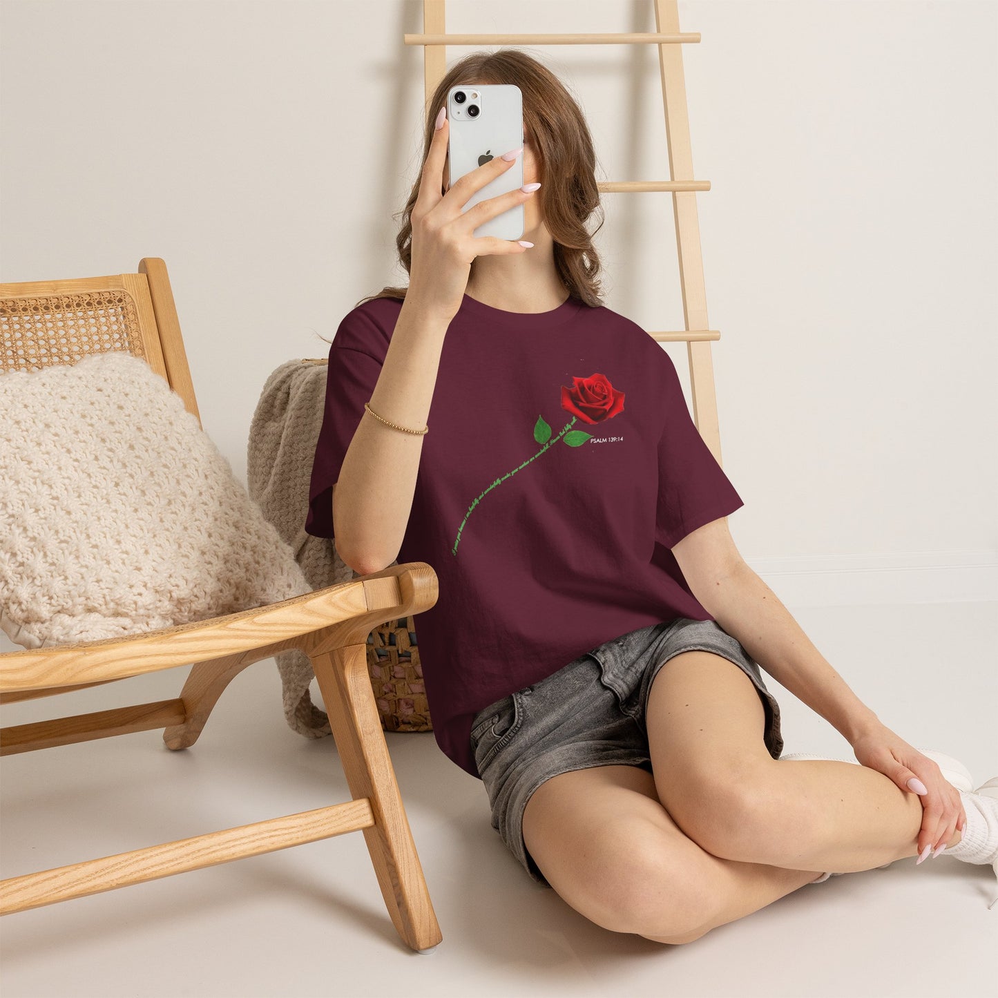 "Fearfully and Wonderfully Made" Rose Affirmative Graphic T-Shirt