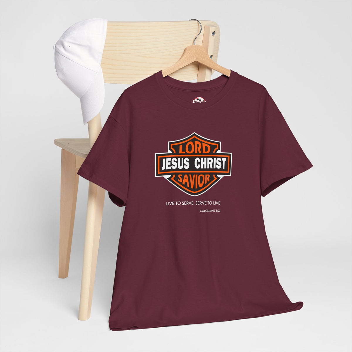 Jesus Christ Savior T‑Shirt — Lord Savior Motorcycle Shield Design