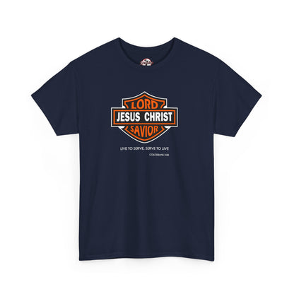 Jesus Christ Savior T‑Shirt — Lord Savior Motorcycle Shield Design