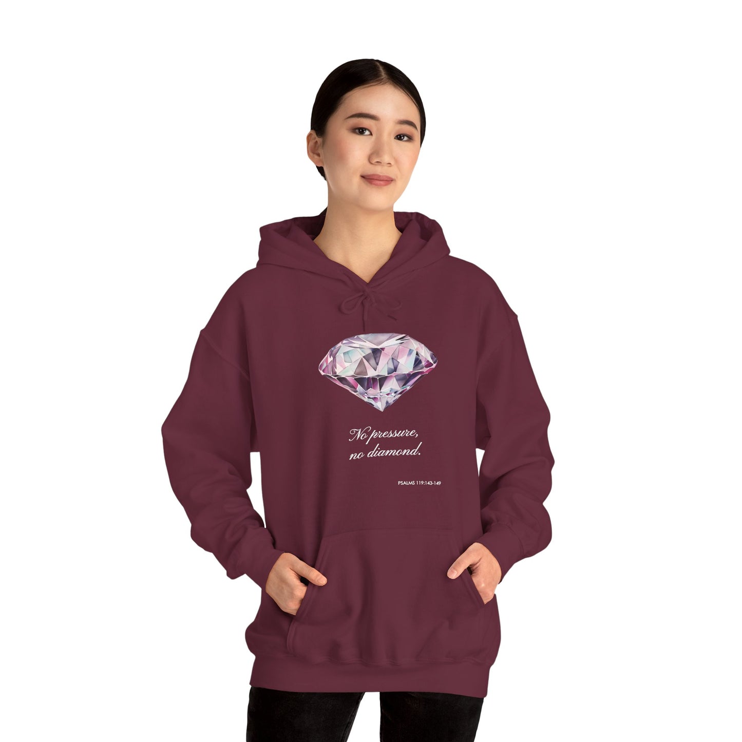 "No pressure, no Diamond" Inspirational Graphic Pullover Hoodie