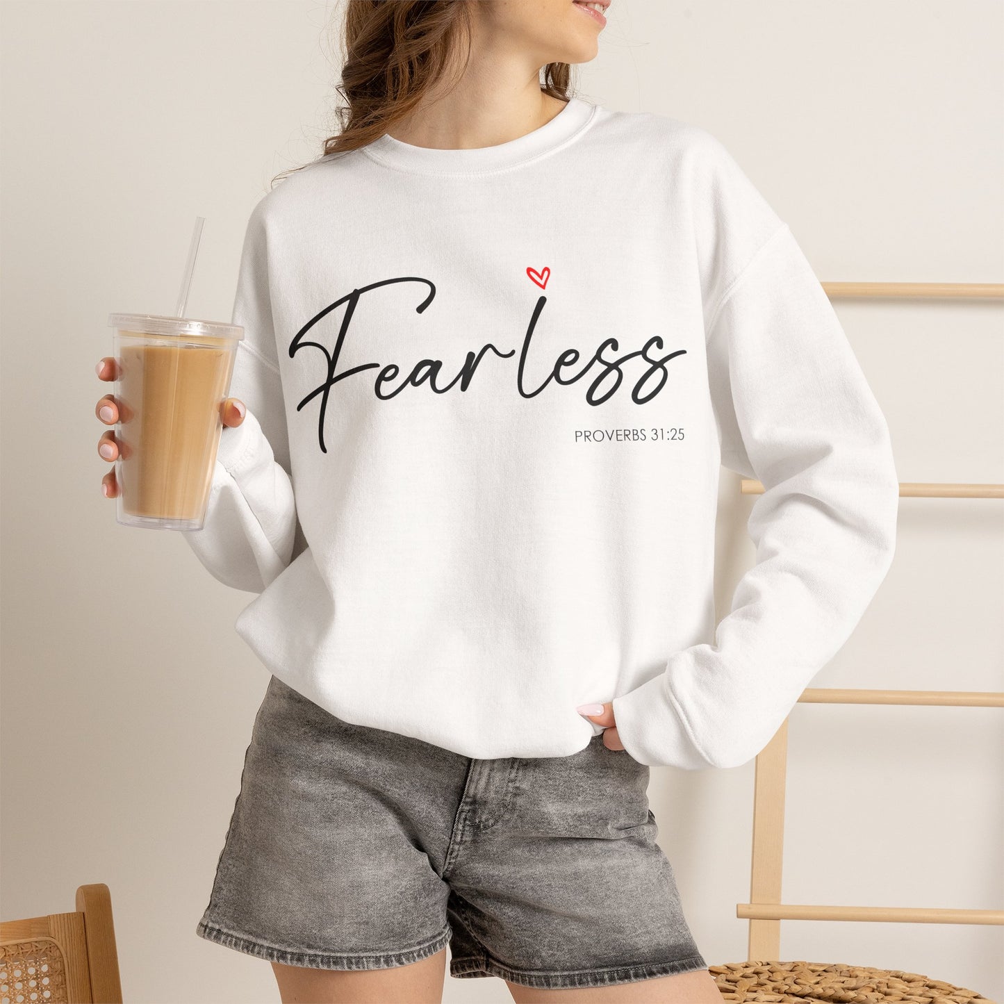 "Fearless" Inspirational Crewneck Sweatshirt — (Proverbs 31)
