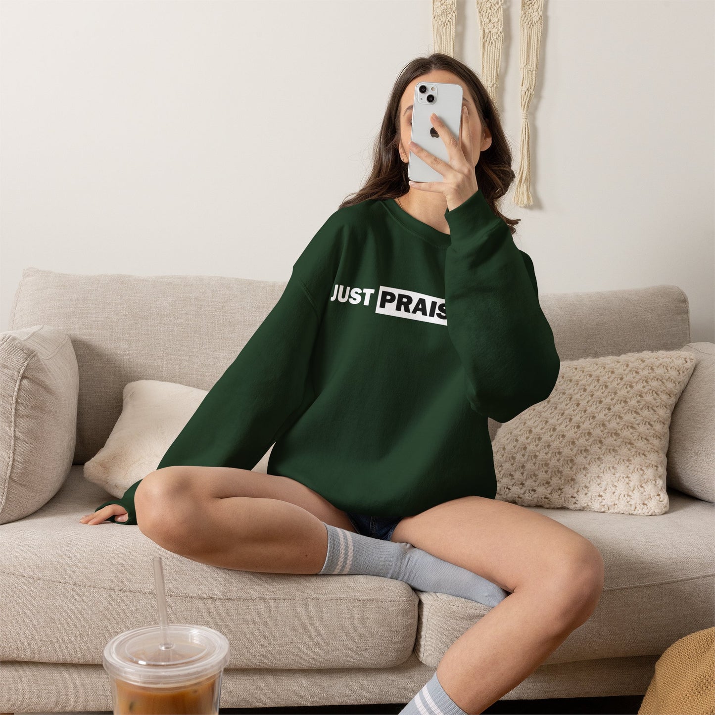 "Just Praise Him" Inspirational Crewneck Sweatshirt