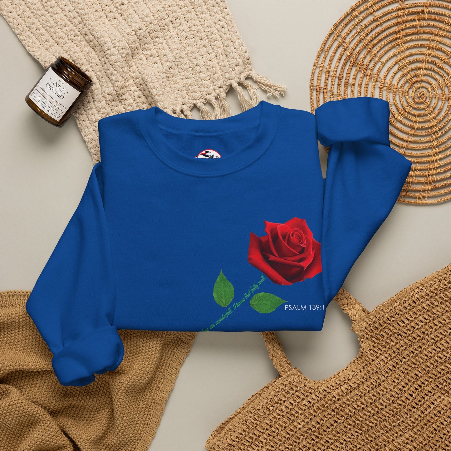"Fearfully and Wonderfully Made" Rose Crewneck Sweatshirt