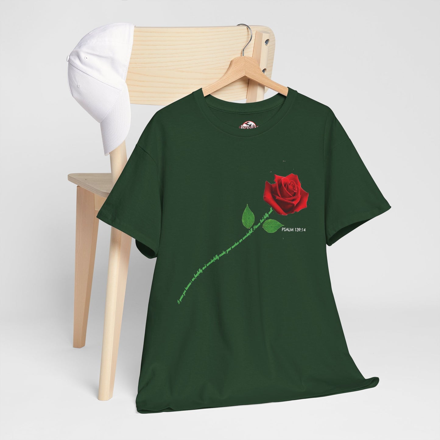 "Fearfully and Wonderfully Made" Rose Affirmative Graphic T-Shirt