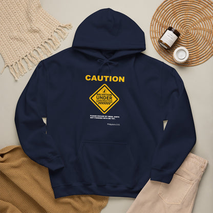 "Caution Salvation Under Construction" Graphic Pullover Hoodie