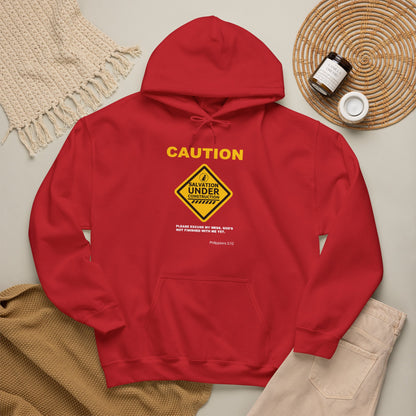 "Caution Salvation Under Construction" Graphic Pullover Hoodie