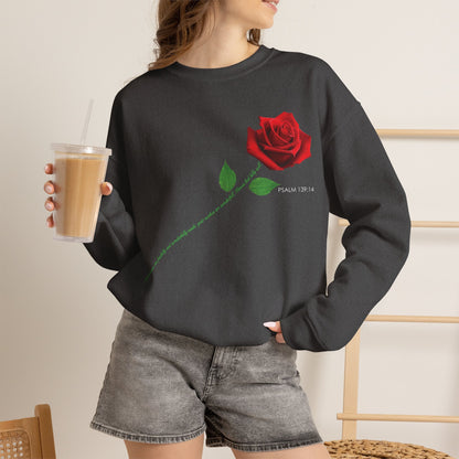 "Fearfully and Wonderfully Made" Rose Crewneck Sweatshirt