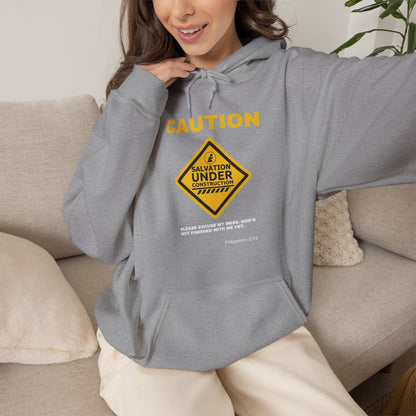 "Caution Salvation Under Construction" Graphic Pullover Hoodie