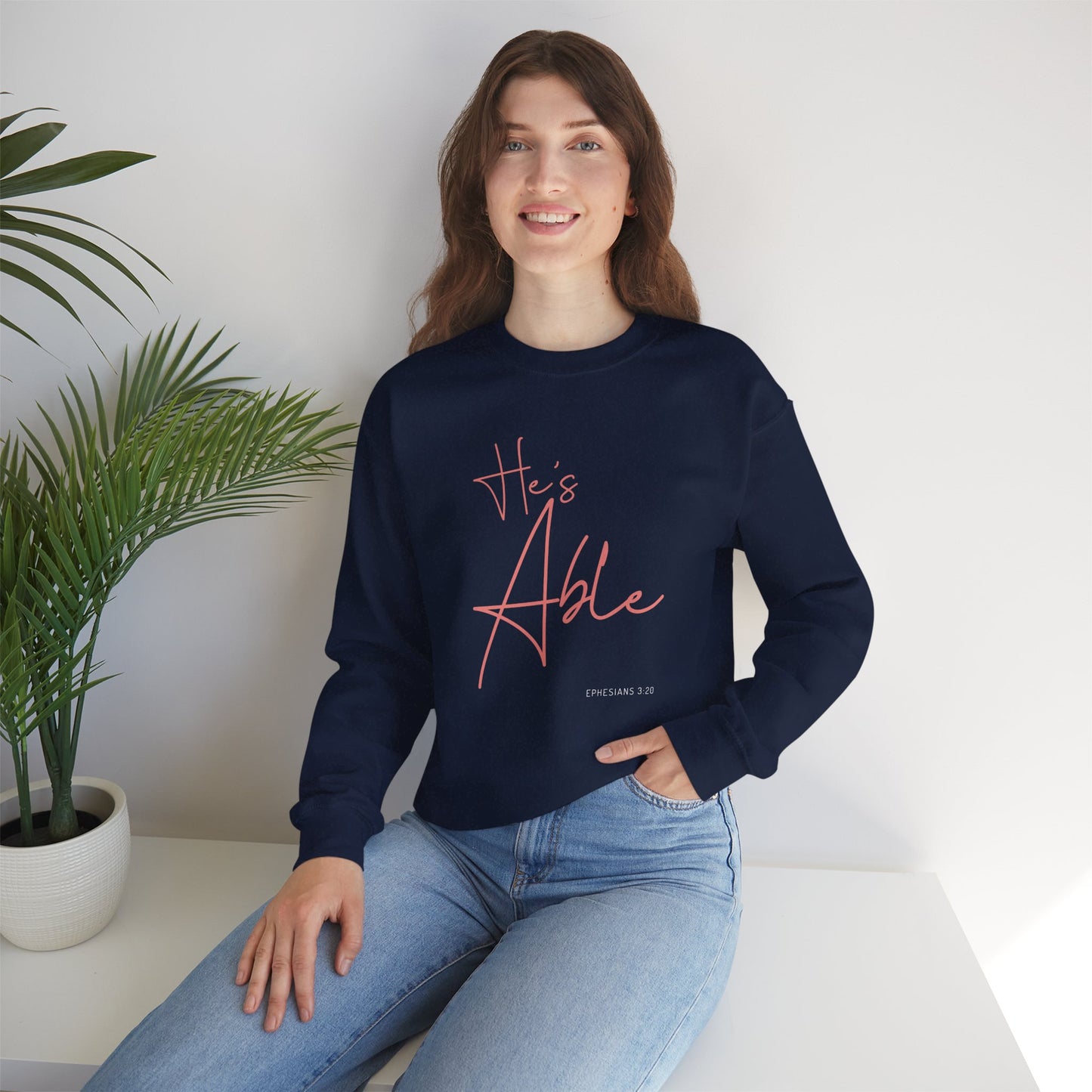 "He's Able" Women's Inspirational Crewneck Sweatshirt