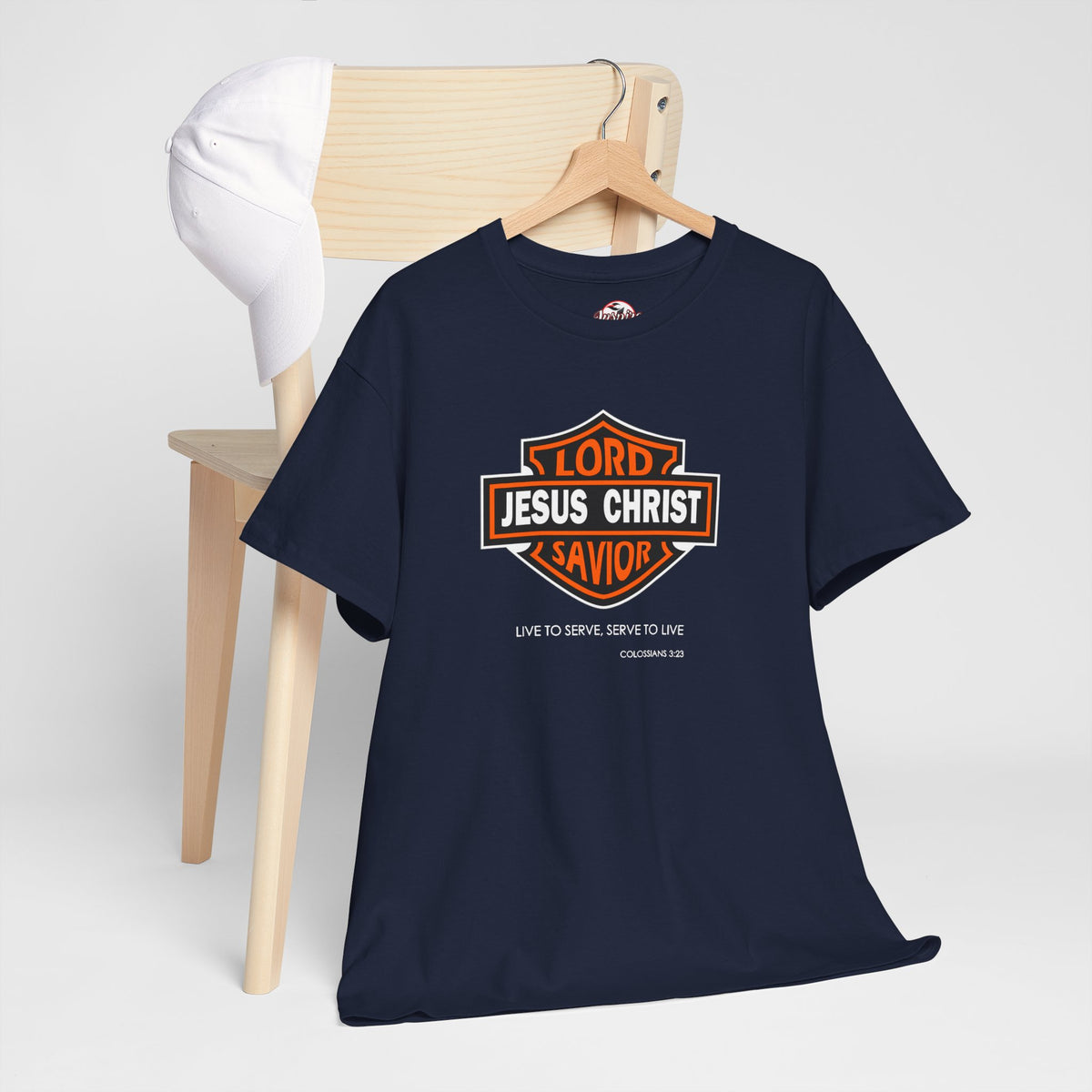 Jesus Christ Savior T‑Shirt — Lord Savior Motorcycle Shield Design