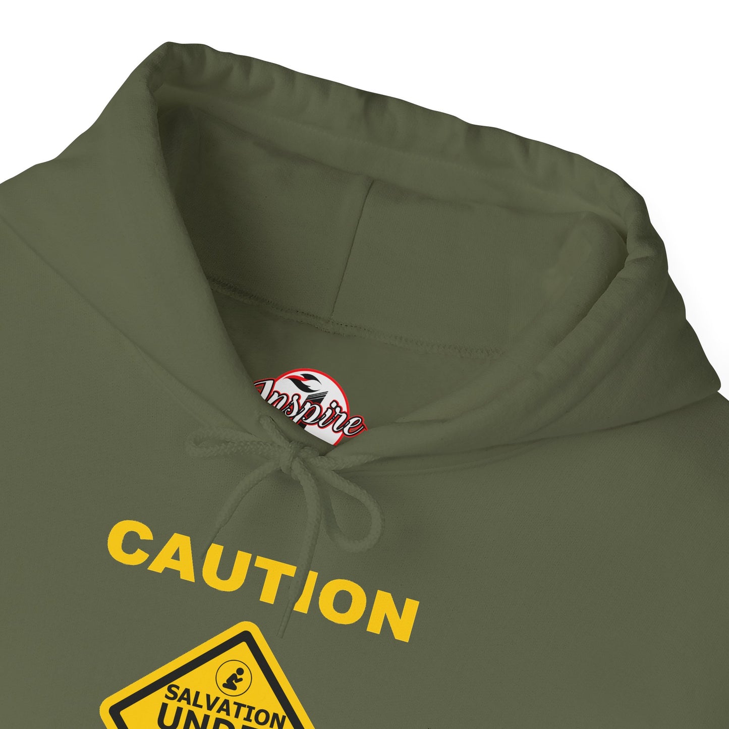 "Caution Salvation Under Construction" Graphic Pullover Hoodie