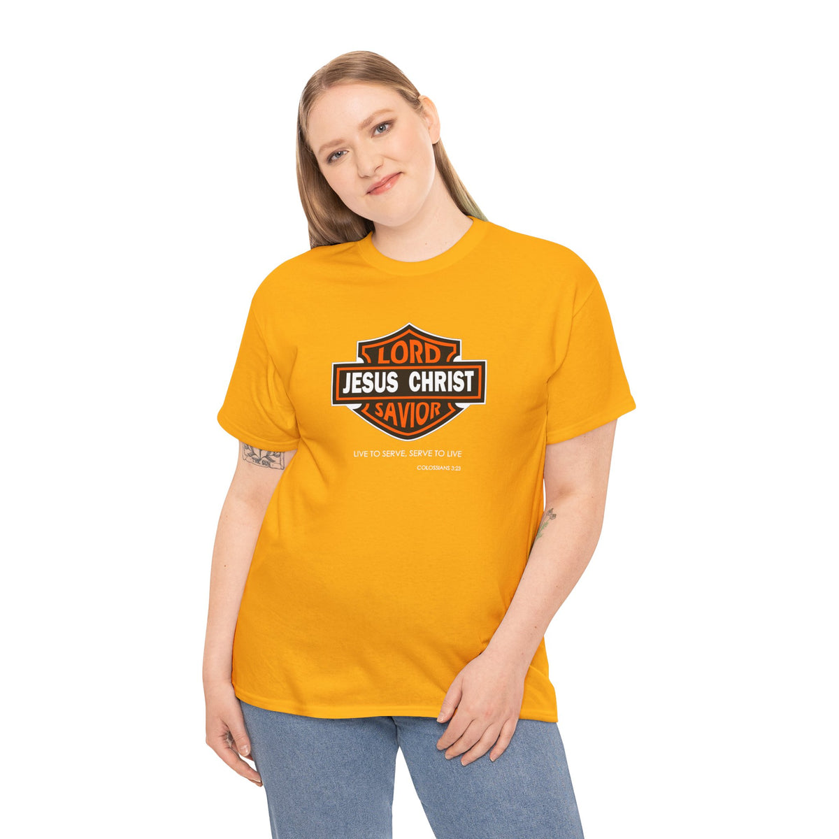 Jesus Christ Savior T‑Shirt — Lord Savior Motorcycle Shield Design