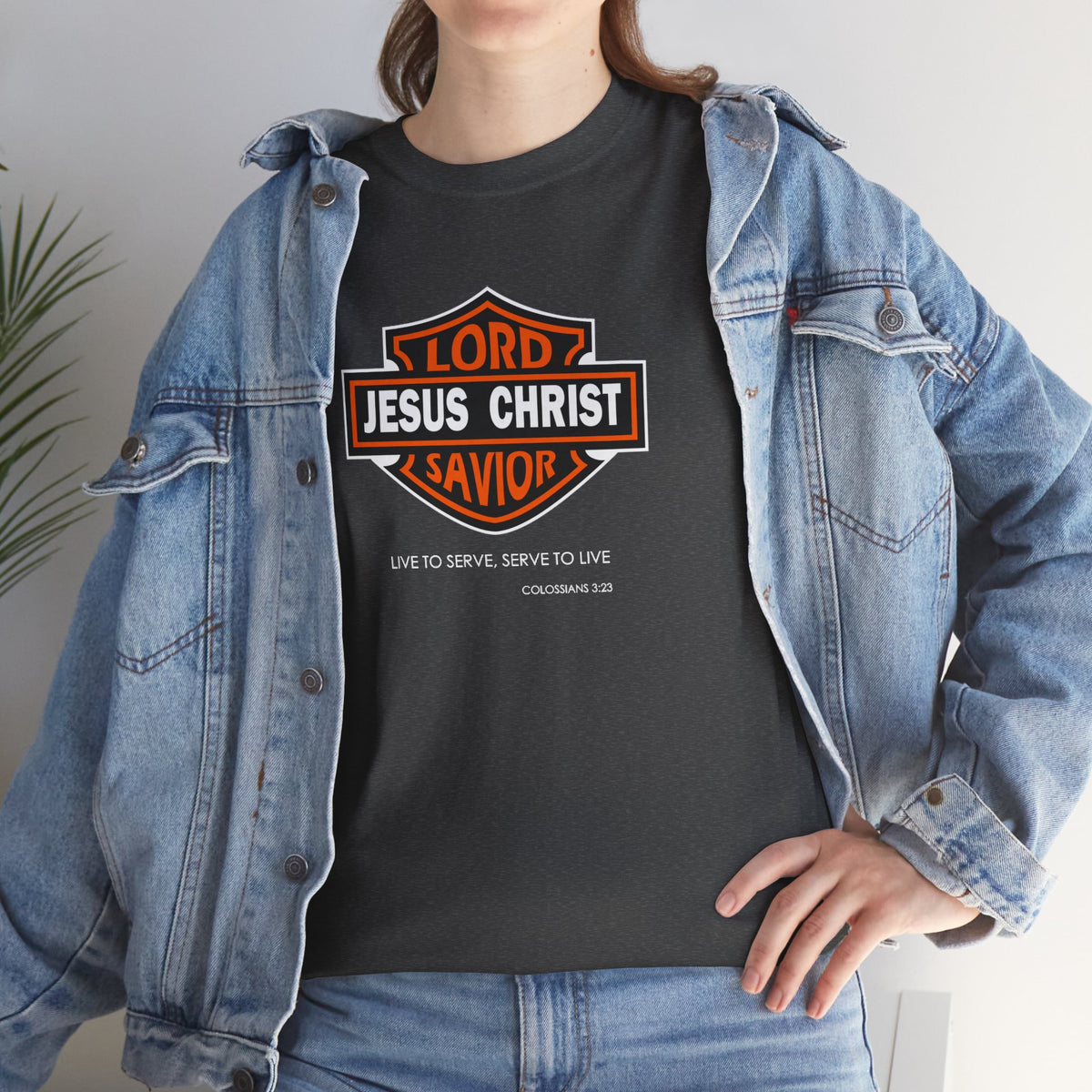 Jesus Christ Savior T‑Shirt — Lord Savior Motorcycle Shield Design